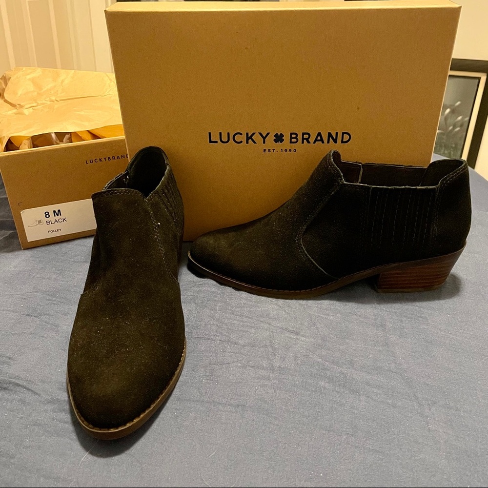 Lucky Brand Black Suede Booties